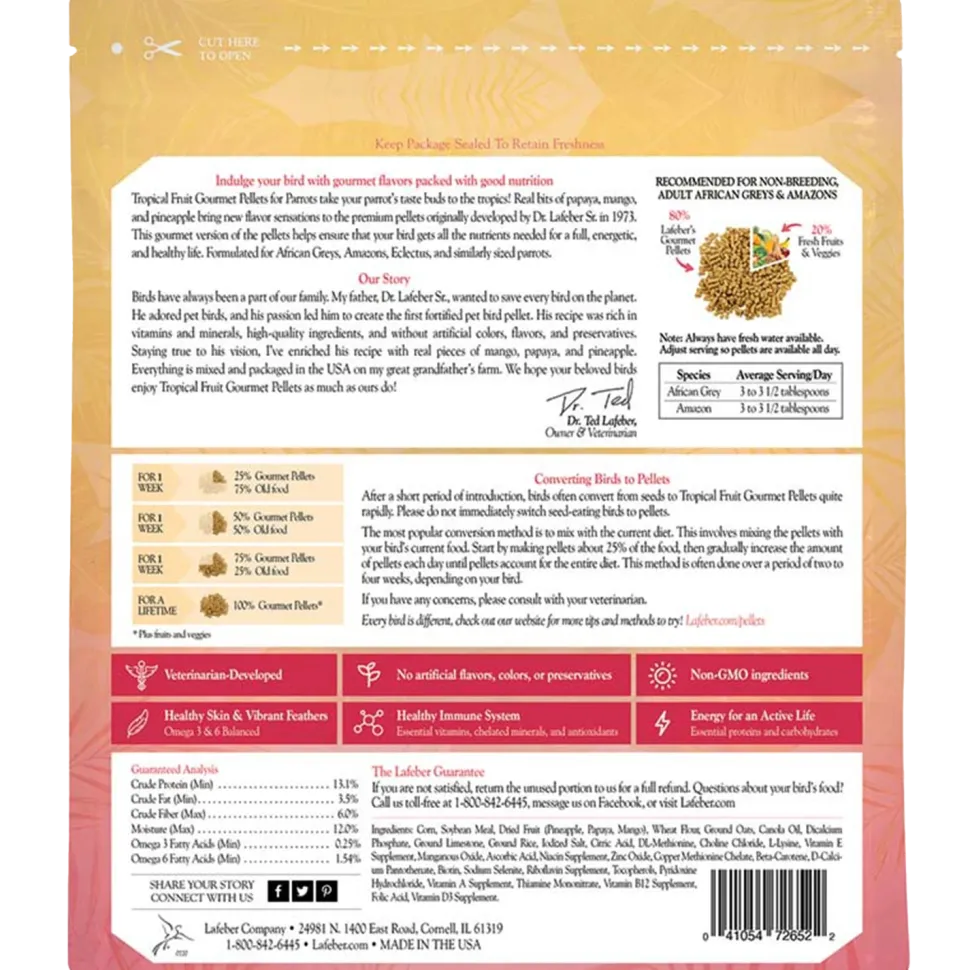 Lafeber Tropical Fruit Gourmet Pellets Parrot Bird Food 4-lb