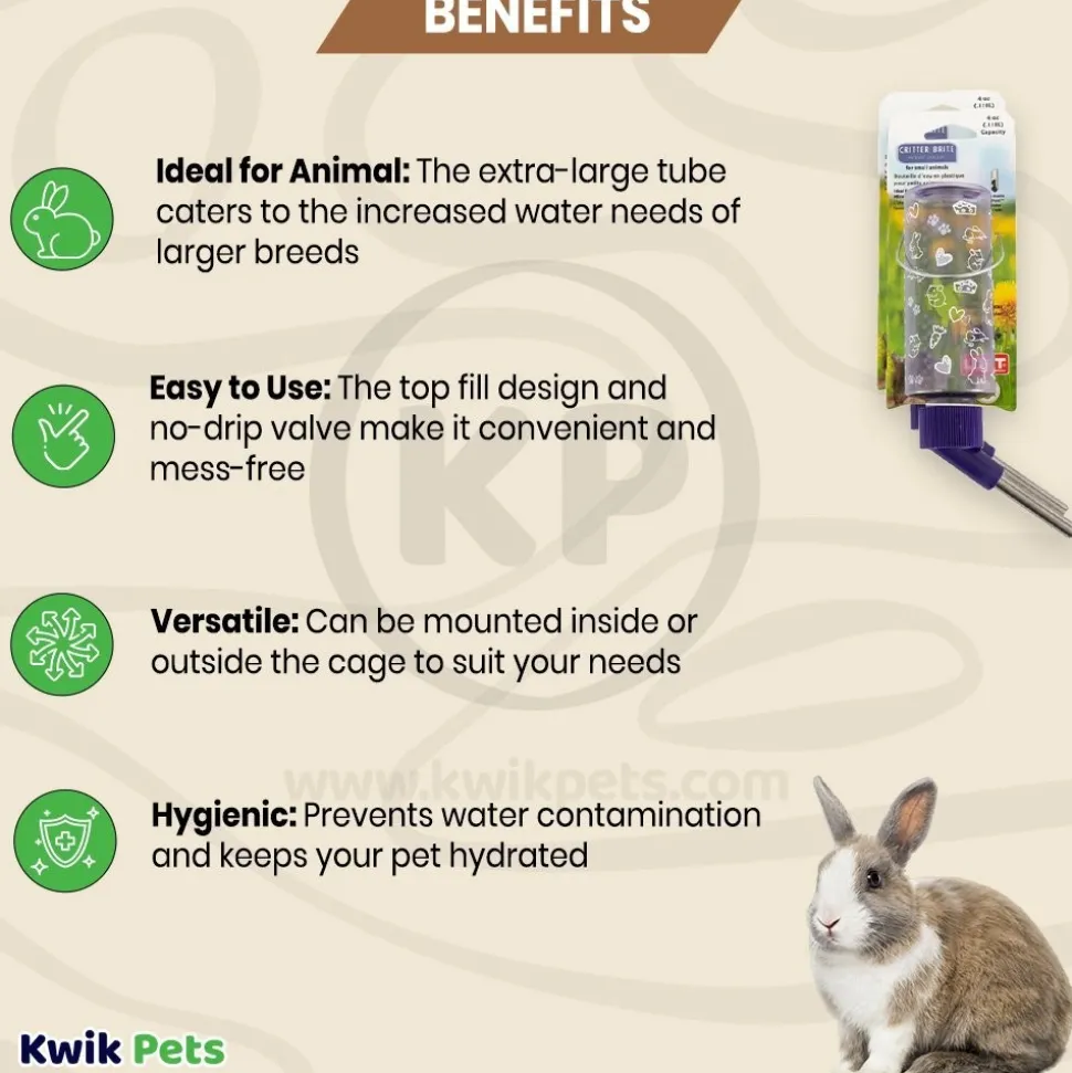 Lixit Clear Water Bottle for Small Animals 4-oz