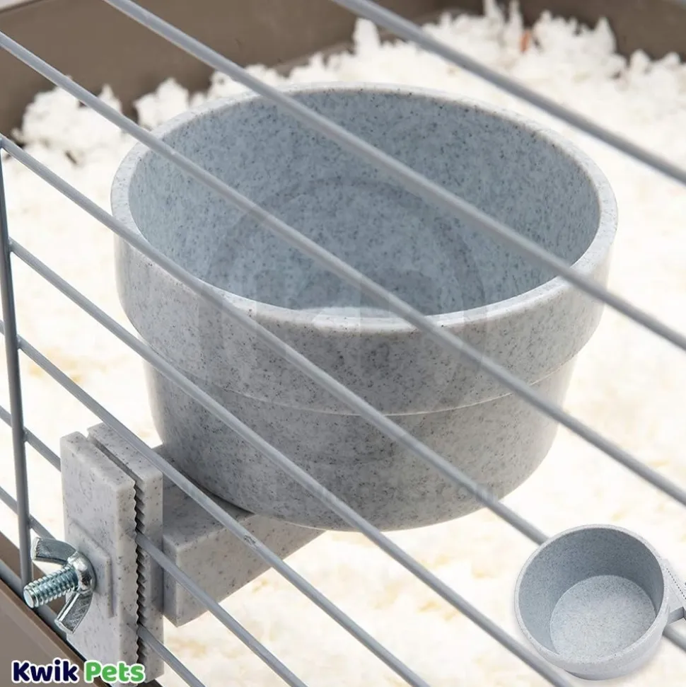 Lixit Quick Lock Crock Hanging Feeder for Small Animals Granite 10-oz
