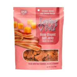 Loving Pets Bone-Shaped Soft Jerky Dog Treat Chicken Bacon & Cheese 6-oz