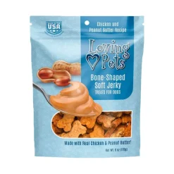 Loving Pets Bone-Shaped Soft Jerky Dog Treat Chicken & Peanut Butter 6-oz