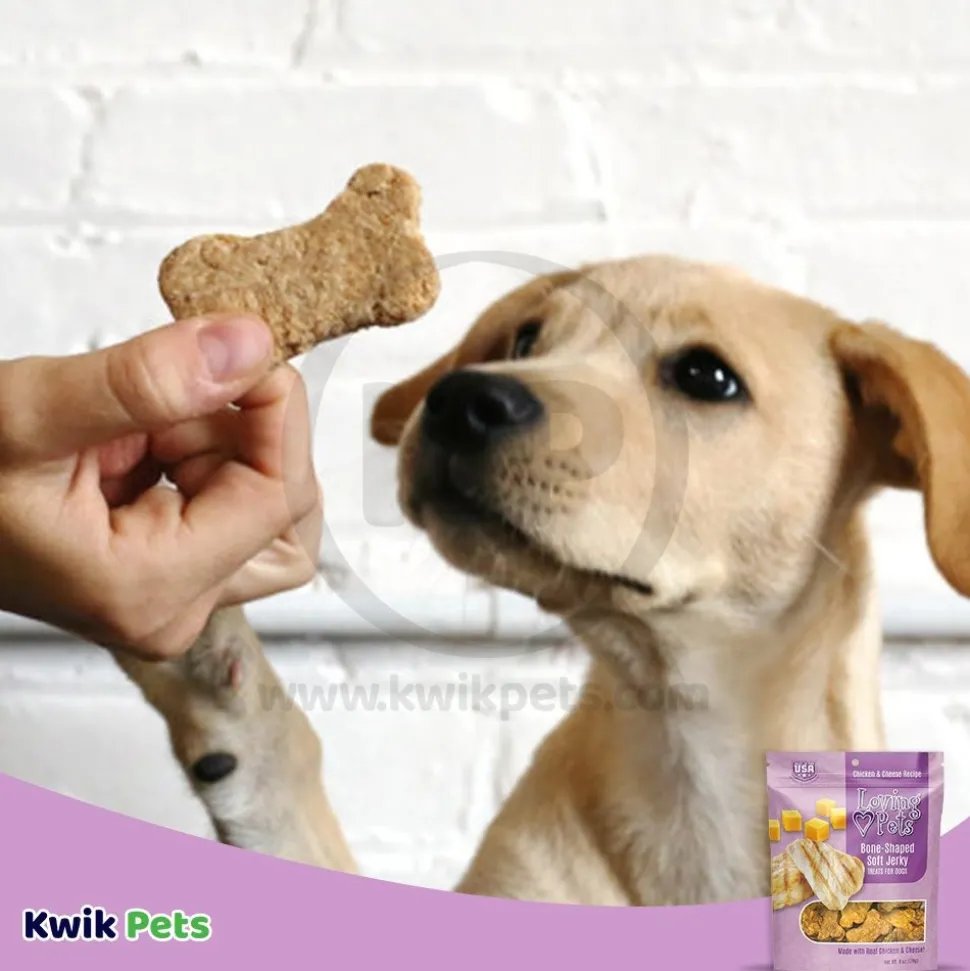 Loving Pets Bone-Shaped Soft Jerky Dog Treat Chicken & Cheese 6-oz