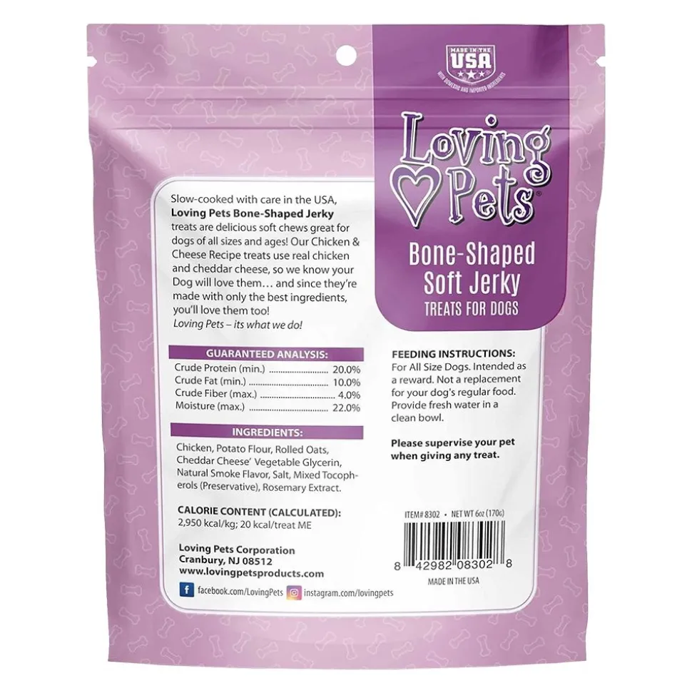 Loving Pets Bone-Shaped Soft Jerky Dog Treat Chicken & Cheese 6-oz