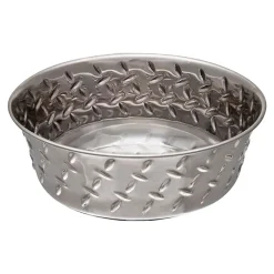 Loving Pets Diamond Plate Bowls with Non Skid Bottom Dog Dish Bowl Silver 2 Quart