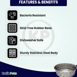 Loving Pets Diamond Plate Bowls with Non Skid Bottom Dog Dish Bowl Silver 2 Quart