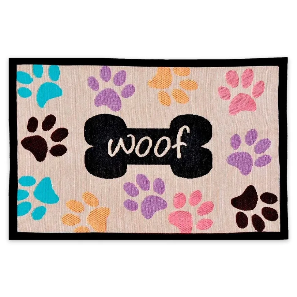 Loving Pets Multicolor Fashion Mat Woof with Multi Paws