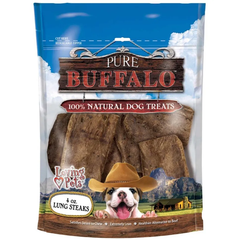 Loving Pets Pure Buffalo Lung Steaks Dog Treat 4-oz