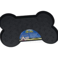Loving Pets Spill-Proof Bone Shaped Dog Mat Black Large