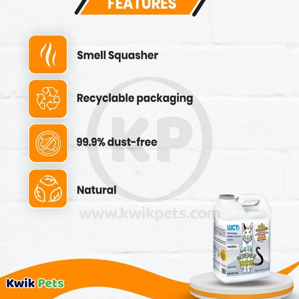 Lucy Pet Products Cats Incredible Clumping Litter Unscented 20-lb