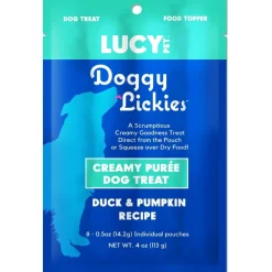 Lucy Pet Products Doggy Lickies Creamy Purée Dog Treat Duck & Pumpkin Recipe 4-oz