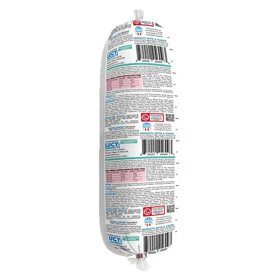 Lucy Pet Products Original Recipe Dog Food Roll Beef Formula 1-lb