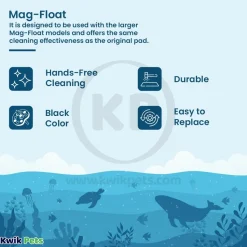 Mag-Float Replacement Pad/Felt Floating Magnet Cleaner for Acrylic Aquariums Black Large