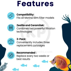 Marina Bio-Clear Zeolite Slim Filter Cartridge for Aquarium 3 Count