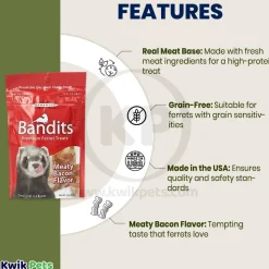 Marshall Pet Products Bandits Premium Ferret Treats Meaty Bacon 3-oz