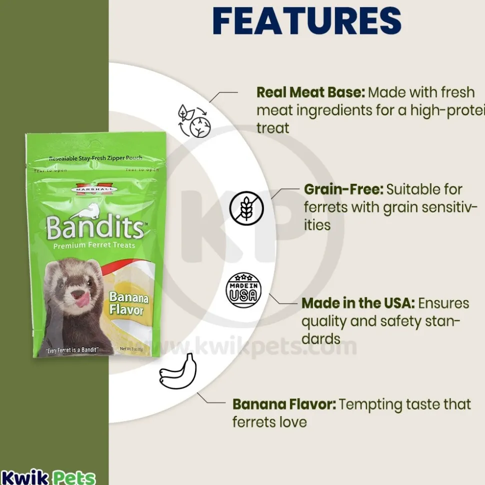 Marshall Pet Products Bandits Premium Ferret Treats Banana 3-oz