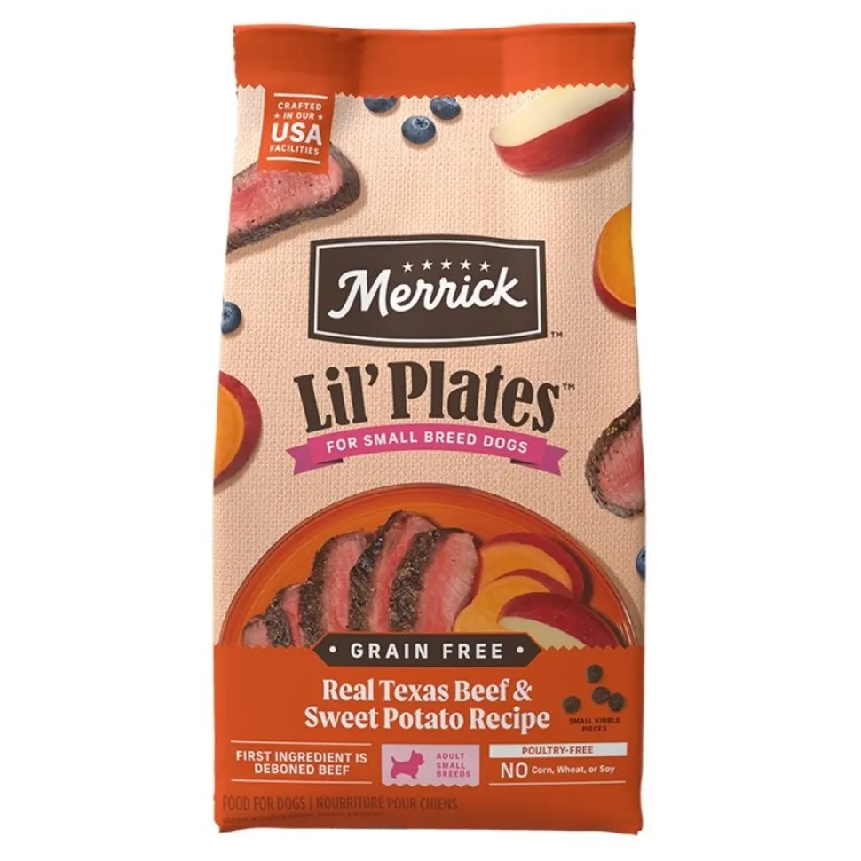 Merrick Lil’ Plates Grain-Free Small Breed Adult Dry Dog Food Real Texas Beef & Sweet Potato Recipe 4-lb