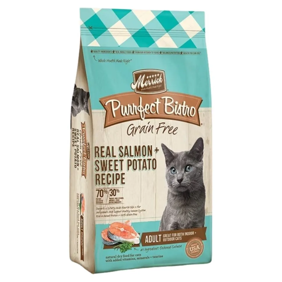 Merrick Purrfect Bistro Grain-Free Adult Dry Cat Food Real Salmon & Sweet Potato 4-lb