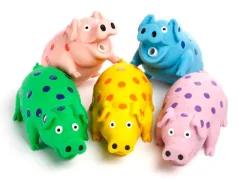 Multipet Globlets Latex Squeaky Pig Dog Toy Assorted 8.25-in