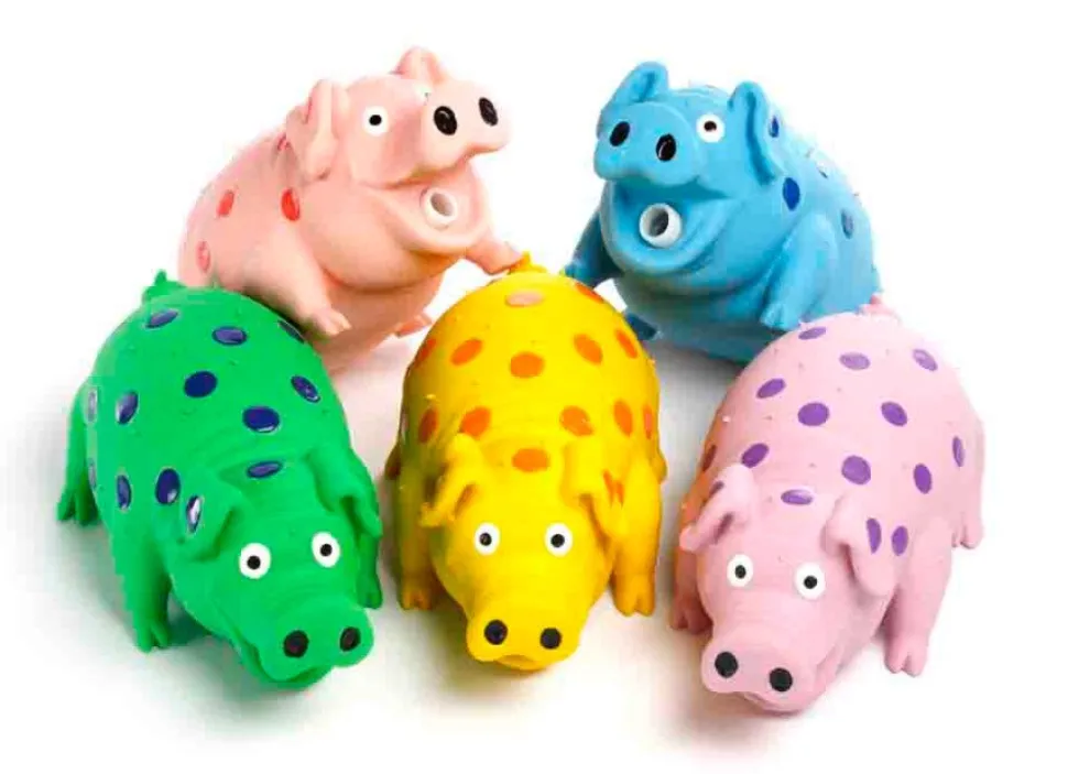 Multipet Globlets Latex Squeaky Pig Dog Toy Assorted 8.25-in