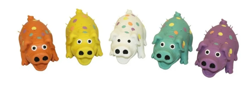 Multipet Globlets Latex Squeaky Pig Dog Toy Assorted 4-in