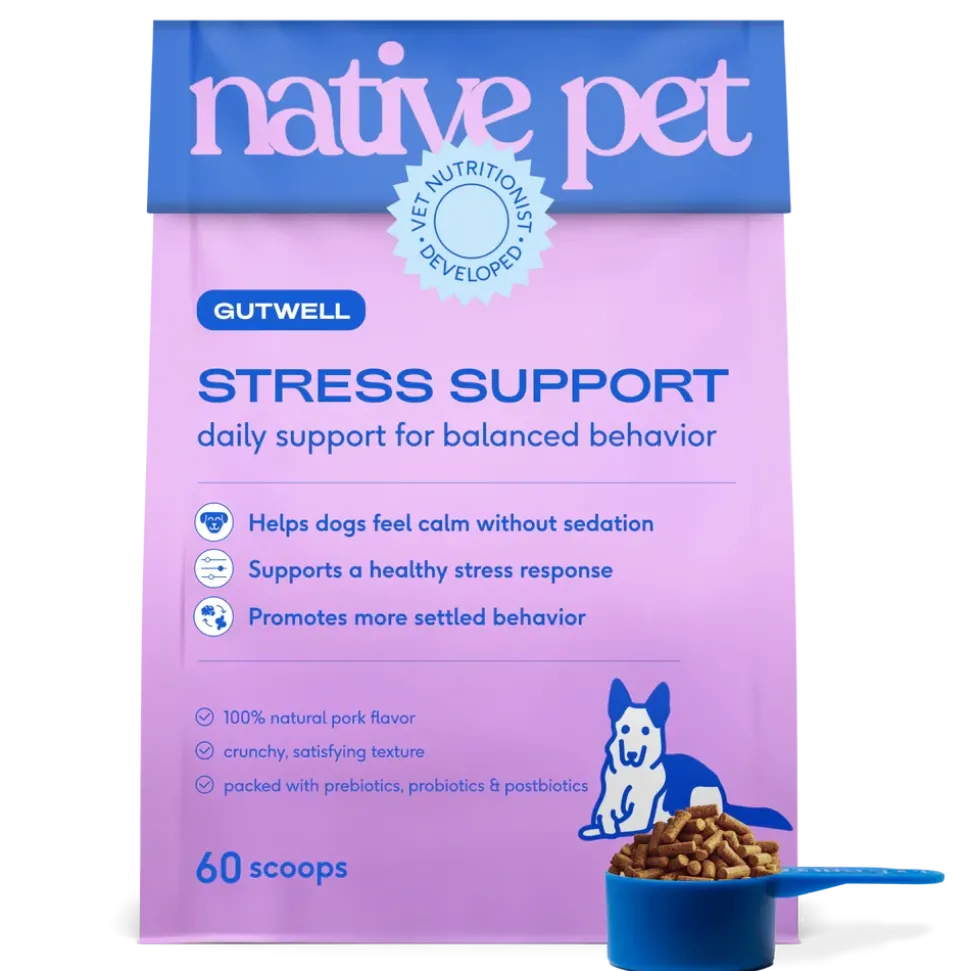 Native Pet GutWell Stress Support Anxiety Relief & Calming Supplement for Dogs 12.7-oz