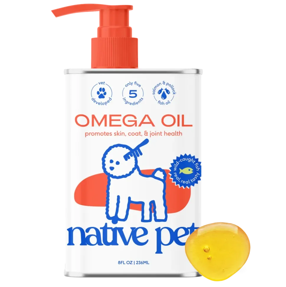 Native Pet Omega-3 Fish Oil & Alaskan Salmon Oil Skin & Coat Health Supplement for Dogs 8-oz