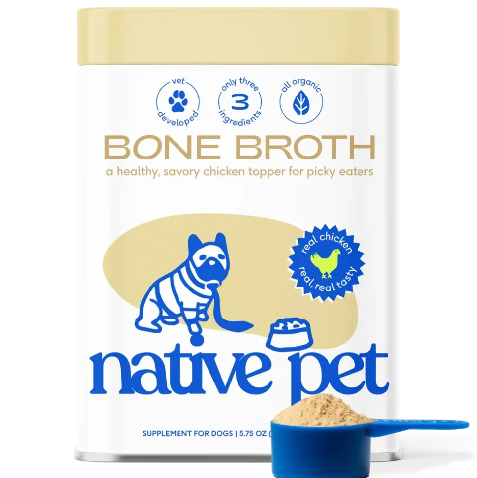Native Pet Organic Chicken Bone Broth Powder Grain-Free Dog Food Topper 5.75-oz