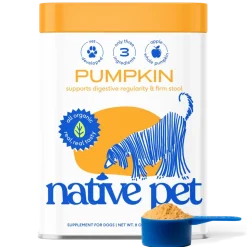 Native Pet Organic Pumpkin Fiber Powder Digestive Supplement for Dogs 8-oz
