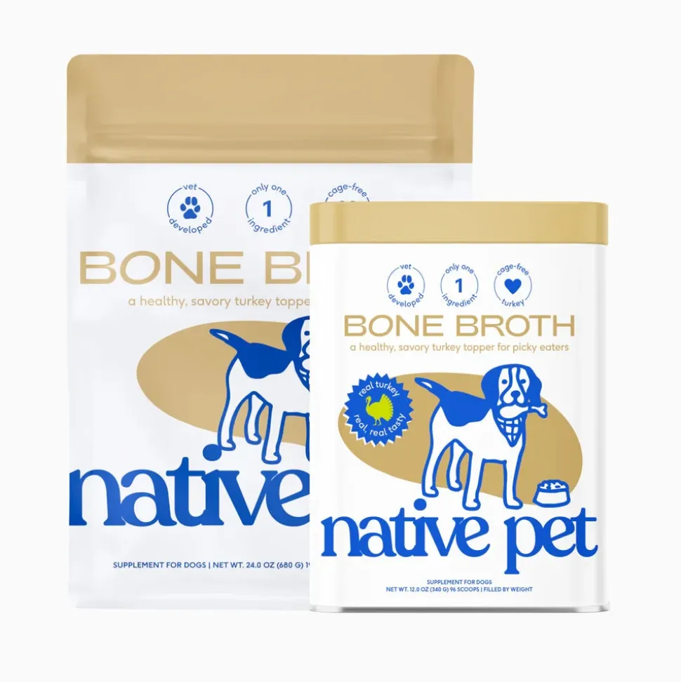 Native Pet Organic Turkey Bone Broth Powder Grain-Free Dog Food Topper 12-oz