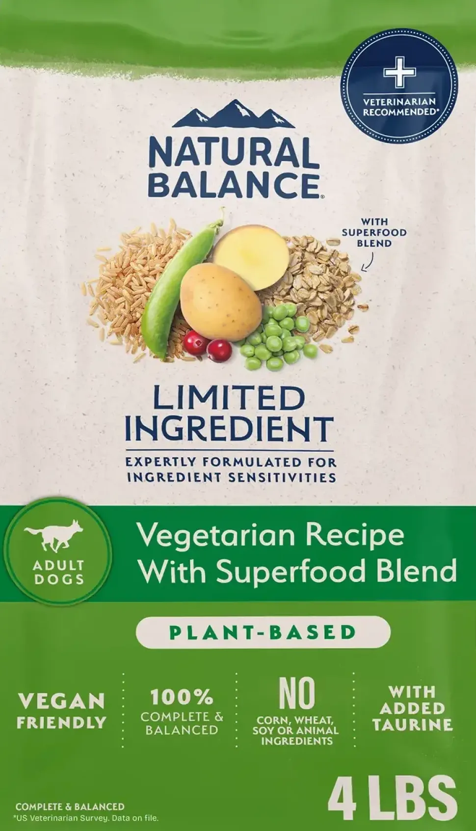 Natural Balance Pet Foods L.I.D Plant Powered Vegan-Friendly Vegetarian Recipe Dry Dog Food 4-lb