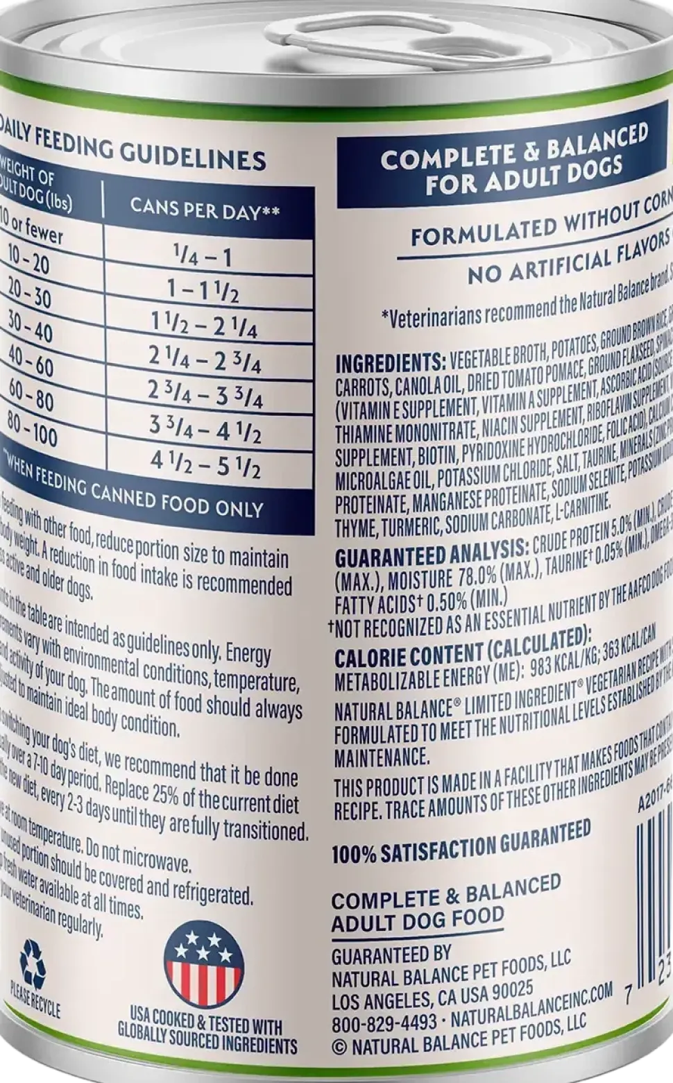Natural Balance Pet Foods L.I.D Plant Powered Vegan Friendly Vegetarian Recipe Canned Dog Food 13-oz