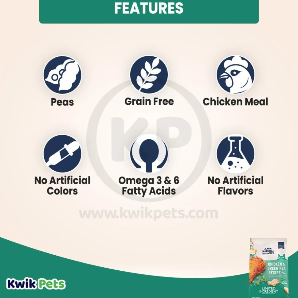 Natural Balance Pet Foods Limited Ingredient Grain Free Dry Cat Food Green Pea & Chicken 4-lb