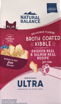 Natural Balance Pet Foods Original Ultra Broth Coated Adult Dry Cat Food Chicken Meal & Salmon Meal 15-lb