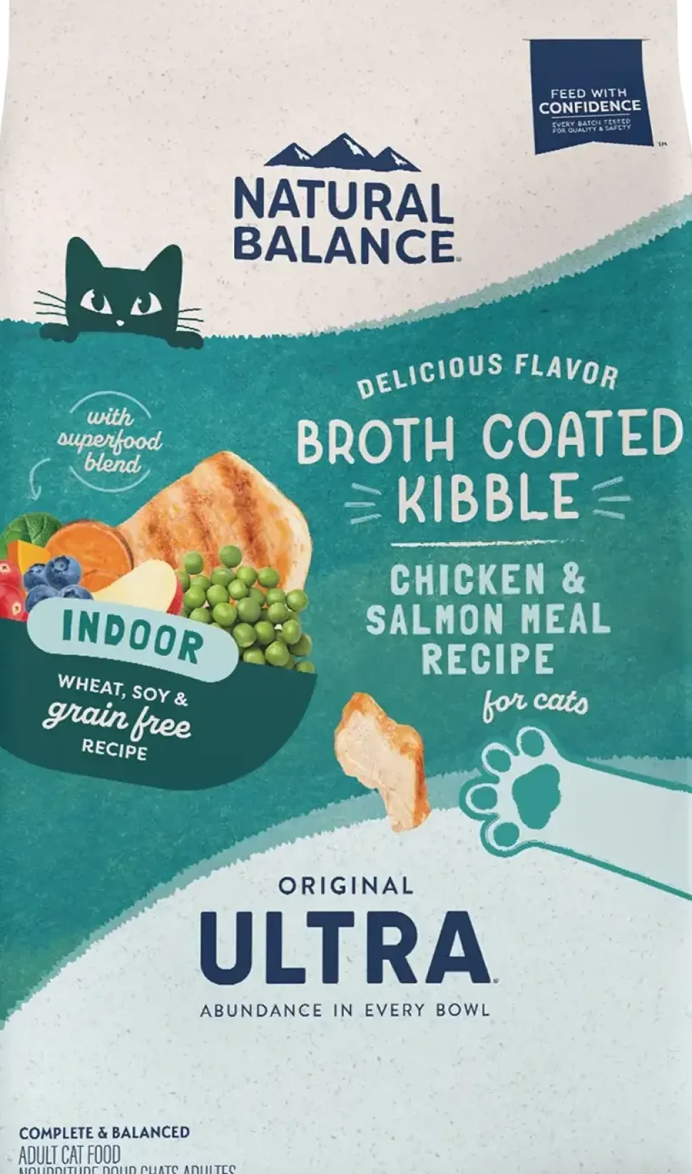 Natural Balance Pet Foods Original Ultra Broth Coated Indoor Grain Free Dry Cat Food Chicken & Salmon 6-lb