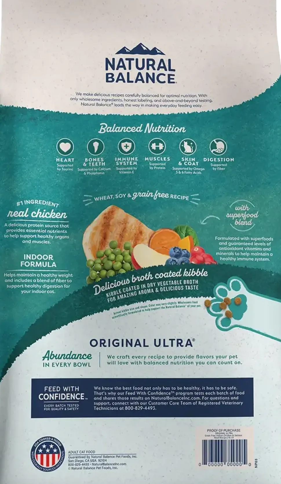 Natural Balance Pet Foods Original Ultra Broth Coated Indoor Grain Free Dry Cat Food Chicken & Salmon 6-lb
