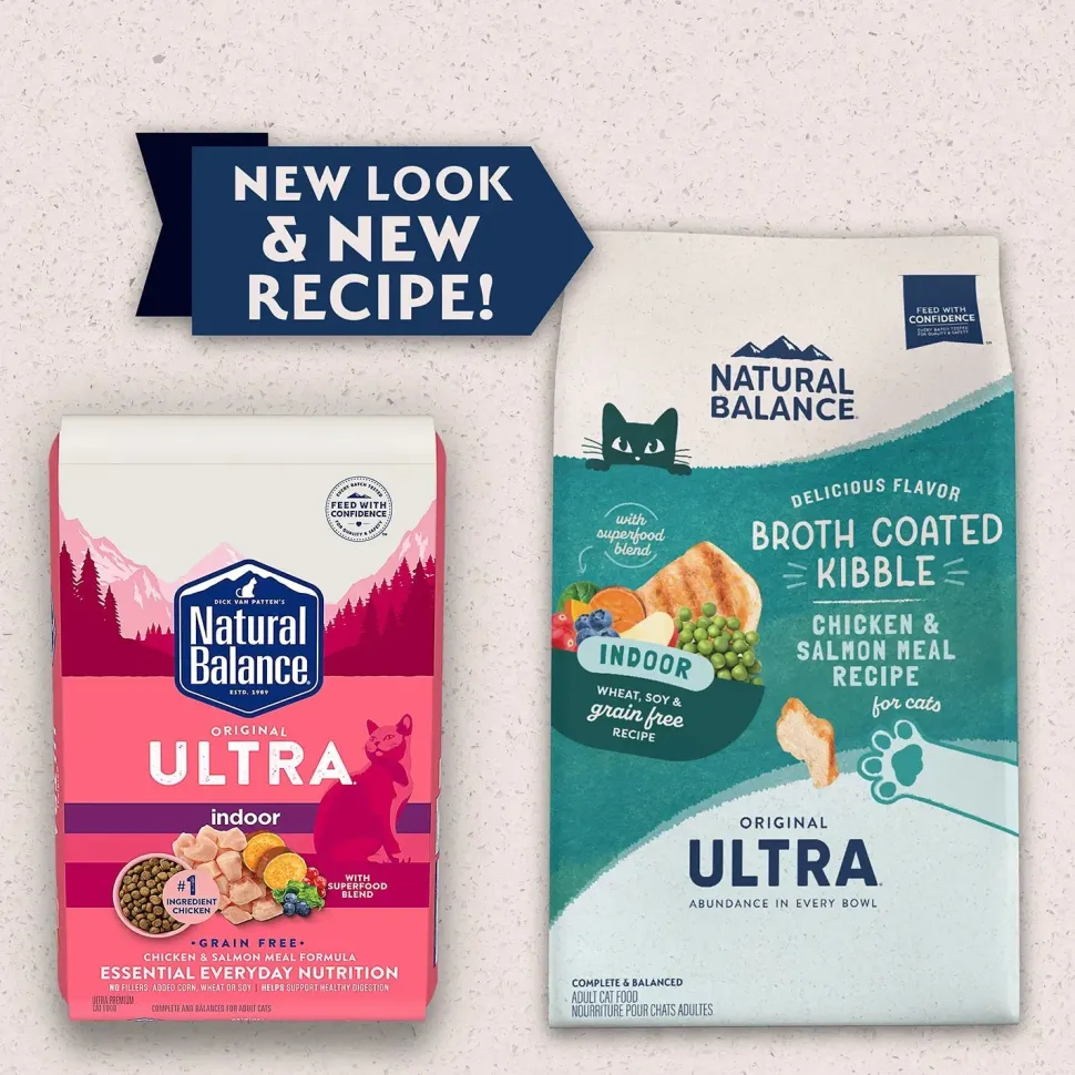 Natural Balance Pet Foods Original Ultra Broth Coated Indoor Grain Free Dry Cat Food Chicken & Salmon 6-lb