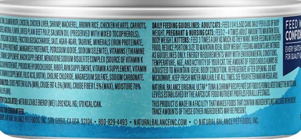 Natural Balance Pet Foods Original Ultra Canned Cat Food Tuna & Shrimp 5.5-oz
