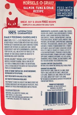Natural Balance Pet Foods Original Ultra Platefulls Morsels in Gravy Wet Cat Food Salmon Tuna & Crab 3-oz