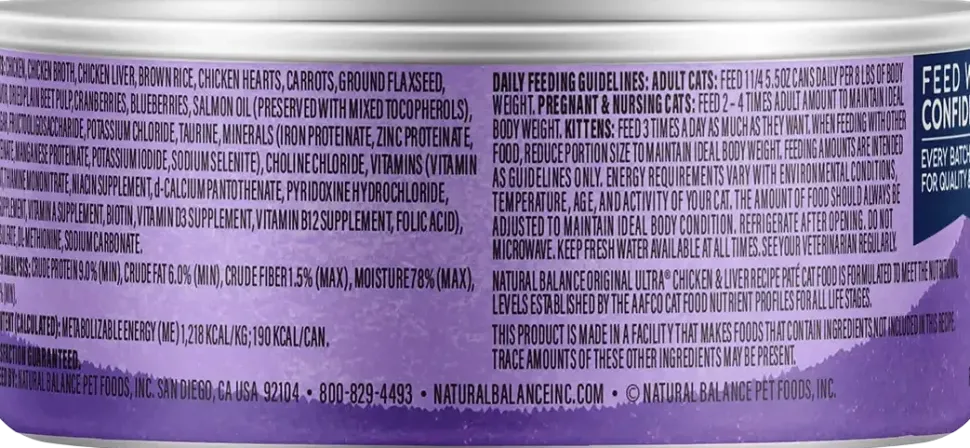 Natural Balance Pet Foods Original Ultra Canned Cat Food Chicken & Liver 5.5-oz