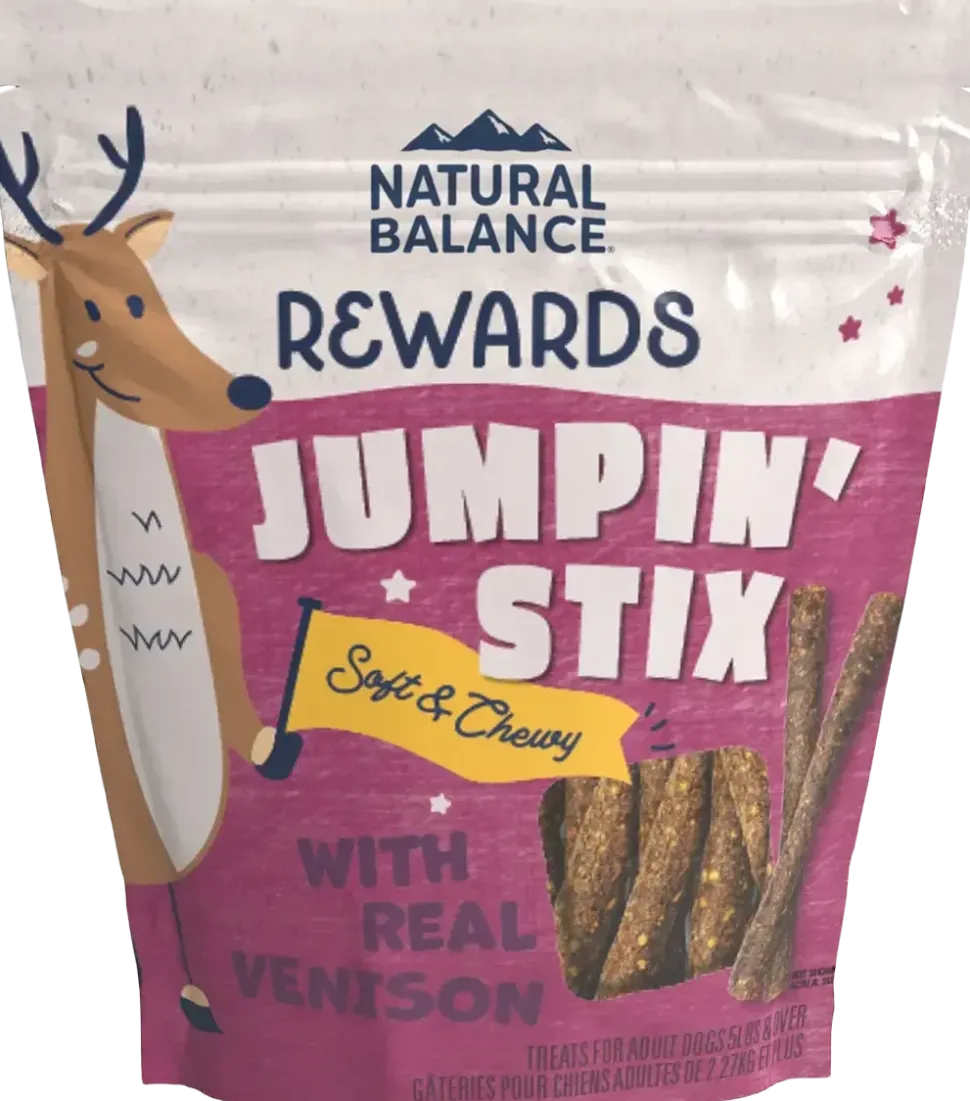 Natural Balance Pet Foods Rewards Jumpin' Stix Soft & Meaty Dog Treats Venison 10-oz