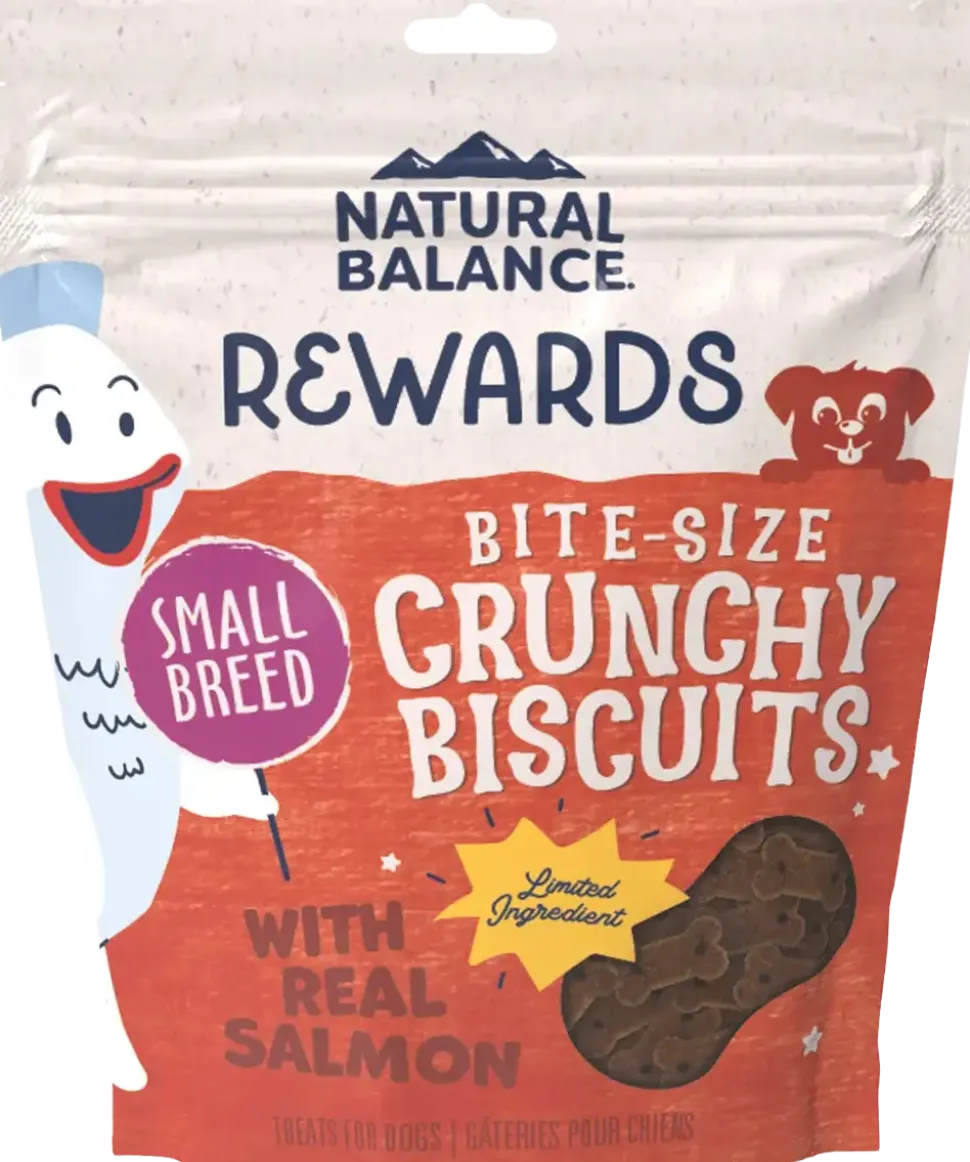 Natural Balance Pet Foods Rewards Bite-Size Crunchy Biscuits Small Breed Dog Treats Salmon 8-oz