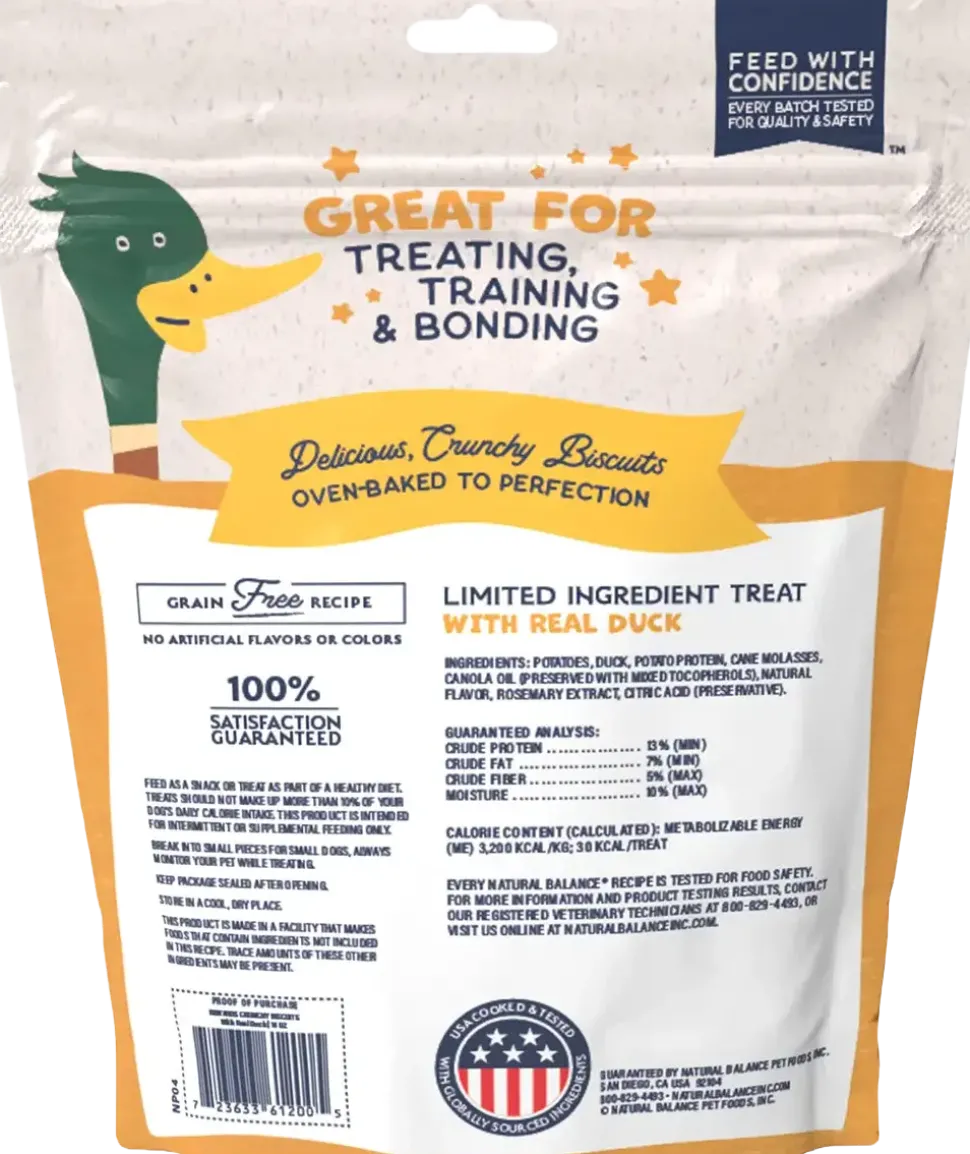 Natural Balance Pet Foods Rewards Crunchy Biscuits Dog Treats Duck 14-oz