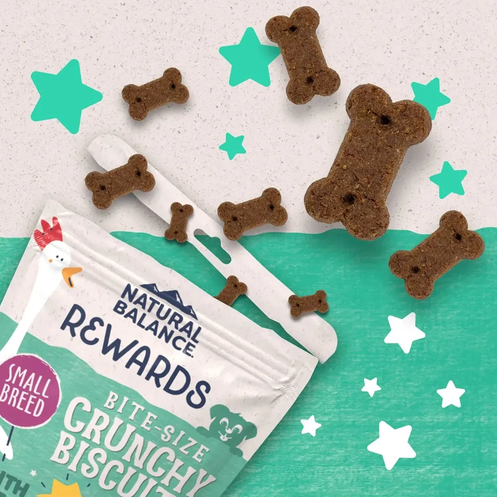 Natural Balance Pet Foods Rewards Bite-Size Crunchy Biscuits Small Breed Dog Treats Chicken 8-oz