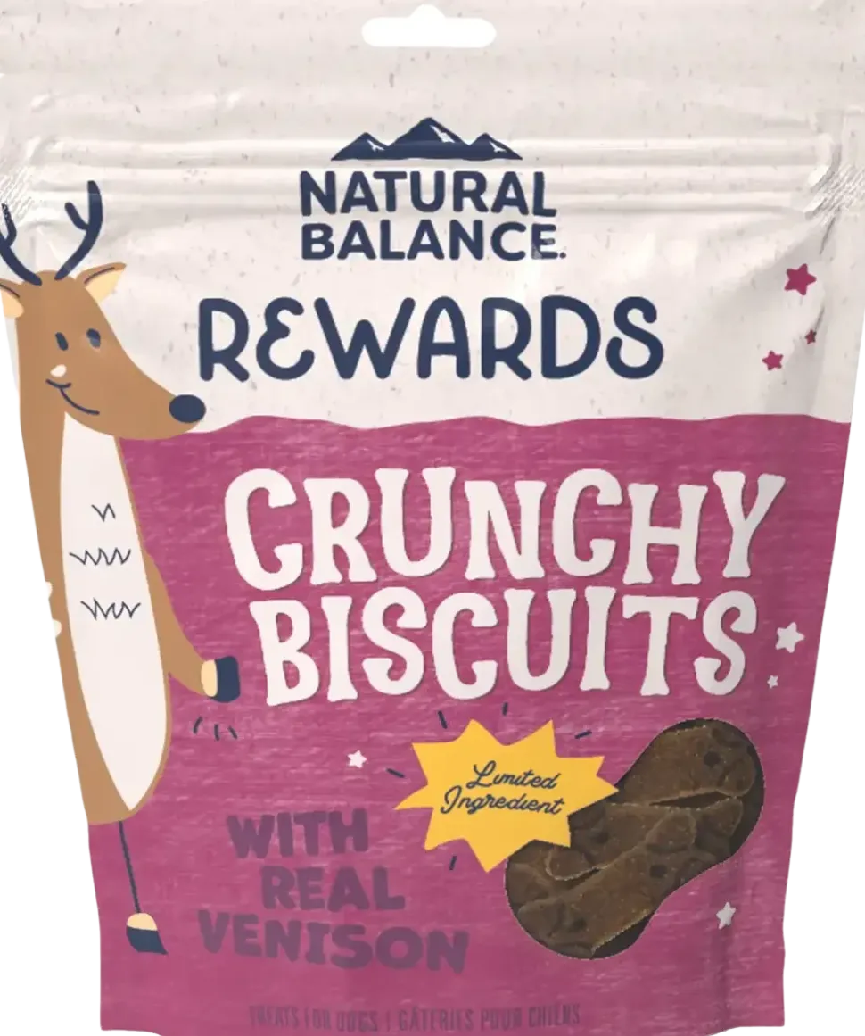 Natural Balance Pet Foods Rewards Crunchy Biscuits Dog Treats Venison 14-oz