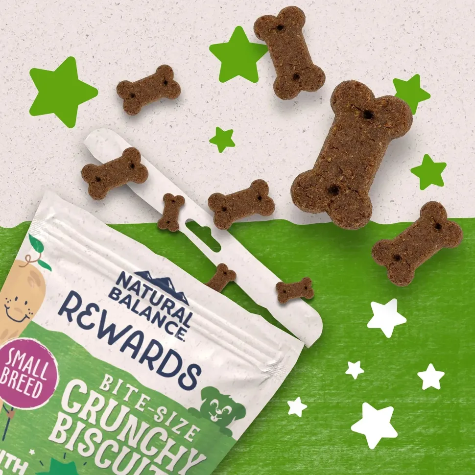 Natural Balance Pet Foods Rewards Bite-Size Crunchy Biscuits Small Breed Dog Treats Peanut Butter 8-oz