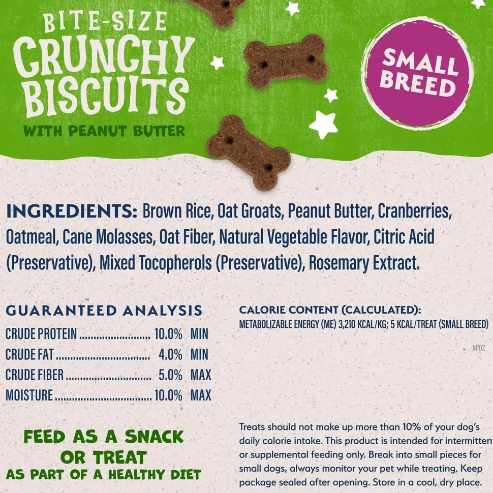 Natural Balance Pet Foods Rewards Bite-Size Crunchy Biscuits Small Breed Dog Treats Peanut Butter 8-oz