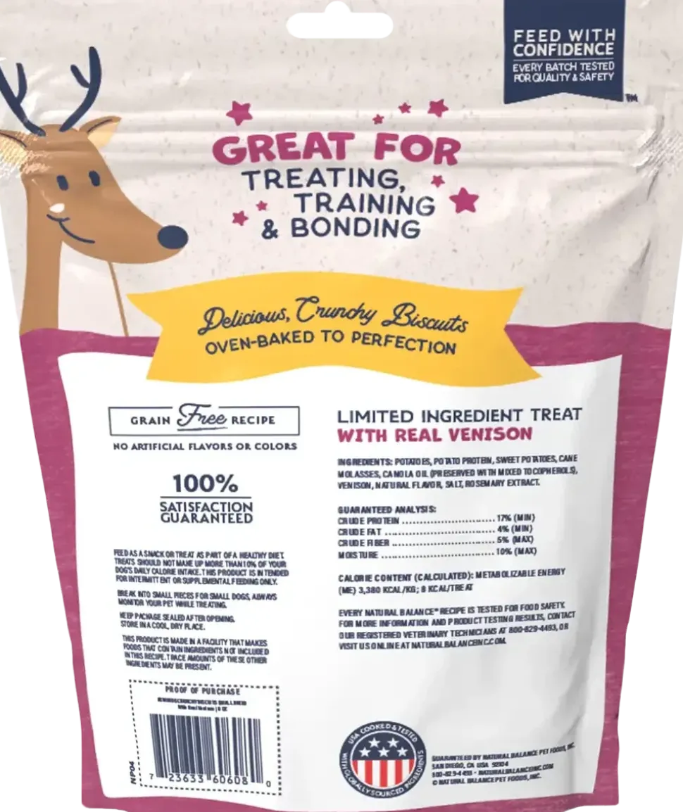Natural Balance Pet Foods Rewards Bite-Size Crunchy Biscuits Small Breed Dog Treats Venison 8-oz