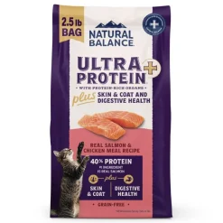Natural Balance Ultra Protein Plus Skin & Coat and Digestive Health Dry Cat Food Real Salmon & Chicken Meal 2.5-lb