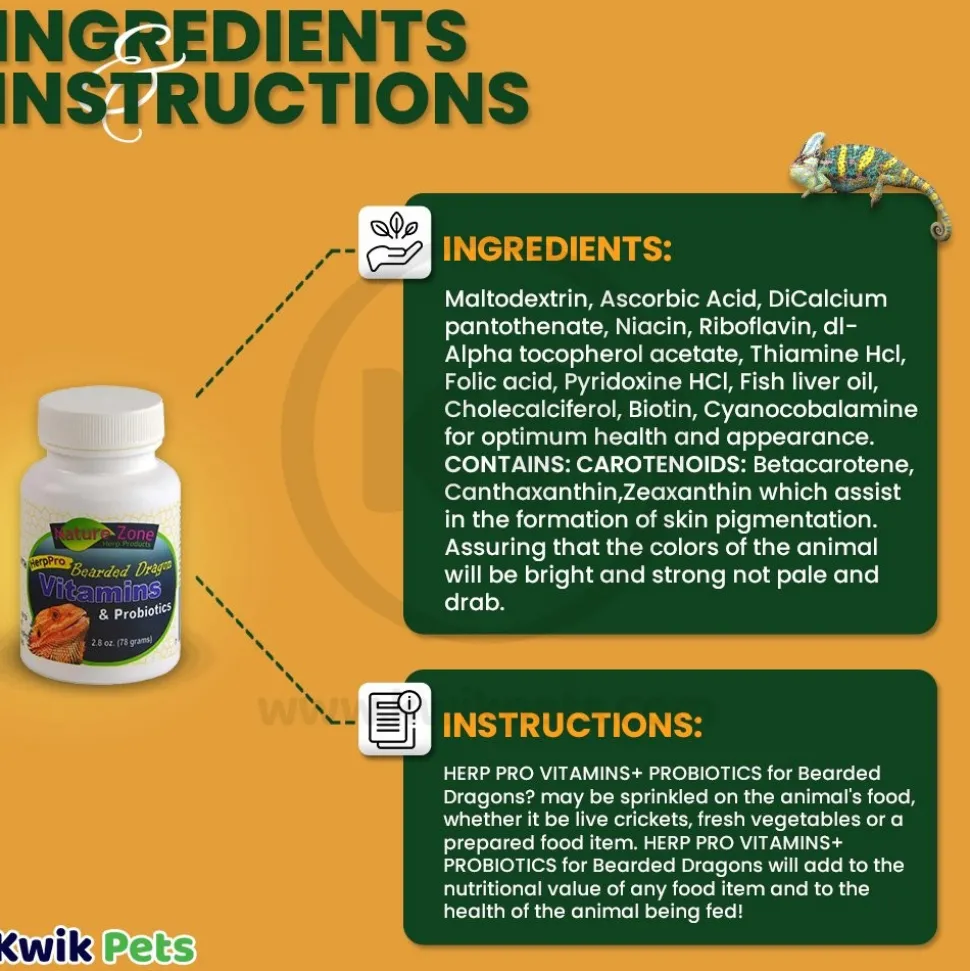 Nature Zone Bearded Dragon Vitamins & Probiotics Supplement 2.8-oz
