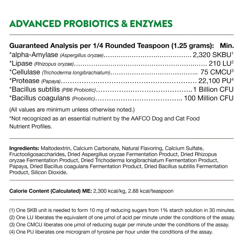NaturVet Advanced Probiotic & Enzymes Powder for Dogs & Cats 4-oz
